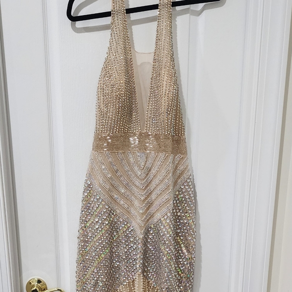 Beaded Halter Neckline Mermaid Dress - Stunning Tulle Evening Prom Dress - Picture 8 of 11